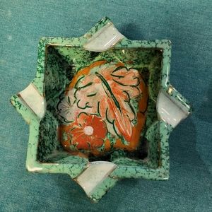 Antique vintage special numbered real estate gold trim Italian ashtray